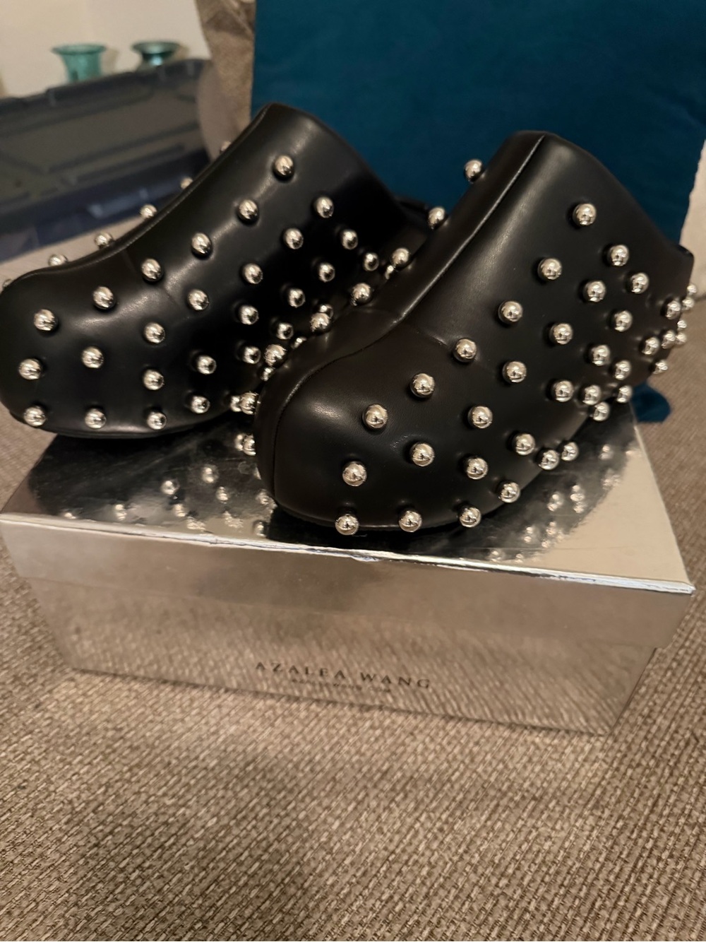 NEW! Azalea Wang DarwinStud Black Platform Mule (Size 11)